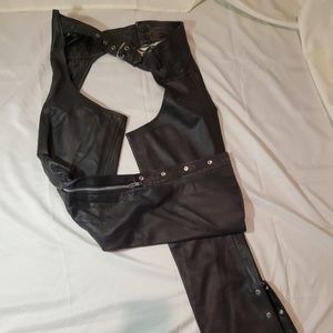 XL black leather chaps